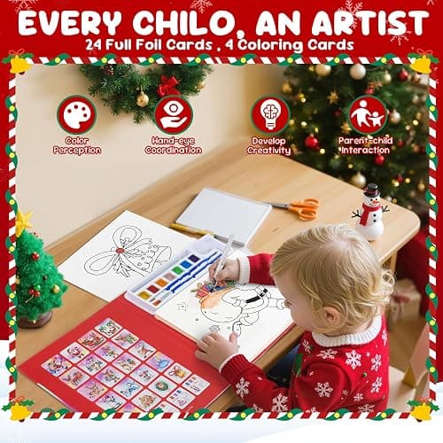 Christmas Paint with Water Coloring Books for Kids, Xmas Season Watercolor Painting Kit Painting Activity for Kids Ages 3-5 4-8, Mess Free Arts Crafts Drawing Gift Toy for Boy Girl thumbnail 5