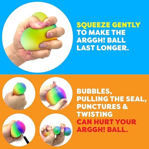 Power Your Fun Arggh Rainbow Giant Stress Balls for Adults - 3.75 Inch Large Stress Balls for Kids Squishy Toys Ball Stress Relief Fidget Toy Sensory Ball Squeeze Toy for Boys Girls (Rainbow) thumbnail 6