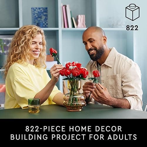 LEGO Botanicals Bouquet of Roses Artificial Flowers - Fake Red Roses Building Set for Adults, Ages 18+ - DIY Kit for Home Decoration - Floral Birthday Gift Idea - 10328 - Multicolor thumbnail 2