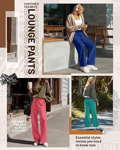 Neer 3 Pack Women's Baggy Sweatpants with Pockets, Wide Leg Yoga Pants Cozy Thick Lounge Pants Drawstring Casual Loose Jogger thumbnail 3