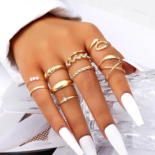 FAXHION 24-60 Pcs Gold Stackable Rings for Women, Knuckle Rings Chunky Gold Ring Set Dainty Stacking Cute Rings, Multiple Sizes Cute Jewelry Set Gift thumbnail 7