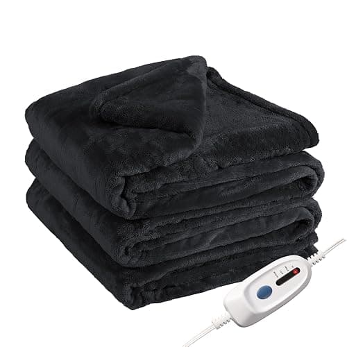 Electric Heated Blanket Full Size 72"x84", Fast Heating Blanket, Soft Cozy for Bed, 10 Hours Auto Off & 4 Heating Levels, Heater Blankets, Machine Washable, Warm Gifts for Grandma -Black - Image 1