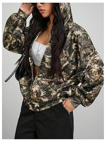 SOLY HUX Women's Y2k Camo Oversized Hoodie Vintage Zip Up Sweatshirts | Drop Shoulder, with Pockets, Streetwear, Rave Outfit thumbnail 3