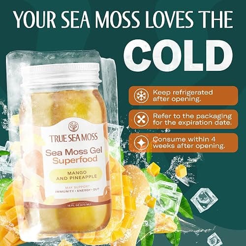 TrueSeaMoss Sea Moss Gel – Made in USA – Wildcrafted Seamoss, Fruits & Jarred Vegetables – Mango/Pineapple, Pack of 1 (Labels may Vary) thumbnail 7