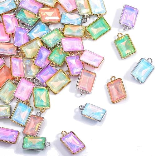 40/48Pcs Paired Crystal Pendants Charms for Jewelry Making Supplies, Rhinestone Gemstone Dangle Charms Findings for Necklace Earrings Craft - Image 1