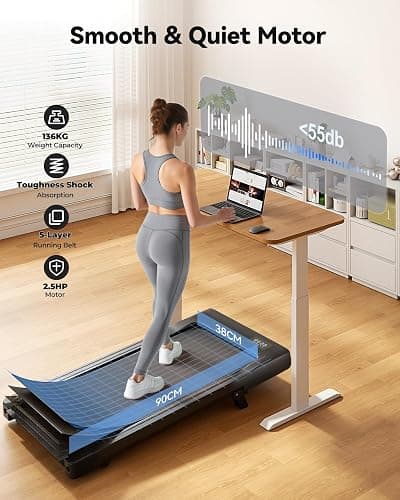 Lacuffy Walking Pad with 6% Incline, Max 12km/h Treadmill for Home Foldable, Raceable Under Desk Treadmill Max 136kg,159kg walking treadmill 2.5HP with Smart App Control, HIIT & MIIT Programs thumbnail 6