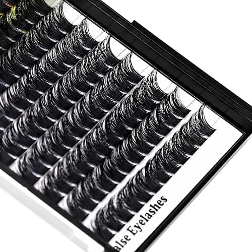 Hannahool Large Pack Wide Stem Cluster Eyelashes D Curl 10-20mm Available Handmade D Curl Wide Stem Individual False Eyelashes 5D Volume DIY Eye Lashes Extensions Beauty Tools (12mm) thumbnail 5