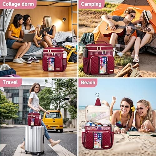 Tealari Large Toiletry Bag for Women Men,Bathroom Bag,Water Resistant Shower Bag,Makeup Bag,Portable Shower Caddy for College Dorm,Hanging Travel Toiletry Bag with Transparent Waterproof Phone Pocket thumbnail 7