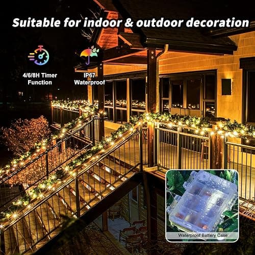 39Ft 120 LED Fairy Lights Battery Operated, RGB Color Changing String Light with Remote and Timer, Battery Powered Twinkle Lights for Bedroom, Dorm, Wall, Mason Jar, Backyard Indoor Outdoor Christmas thumbnail 6