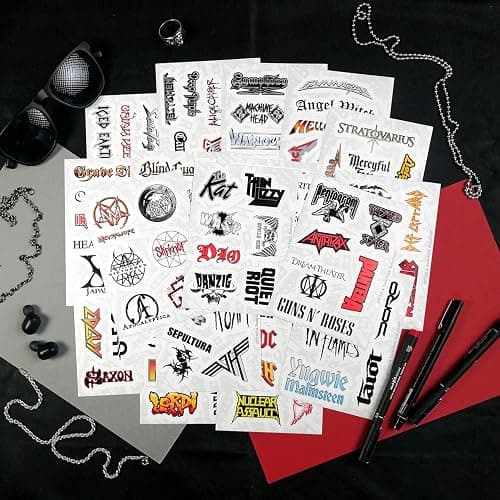 BulbaCraft 100Pcs Heavy Metal Band Stickers, Rock Stickers, Heavy Metal Gifts for Men and Women, Rock Decals, Waterproof Decals, Guitar Emblems, Music Emblems, Gifts for Women & Men thumbnail 4