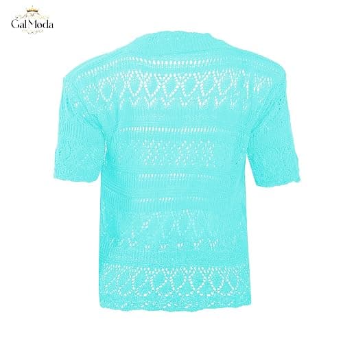 Gal Moda | Short Sleeve Shrug for Women’s | Short Cardigan Bolero Jacket Sweater Dress Cover up | Crochet Knitted Shrug thumbnail 2