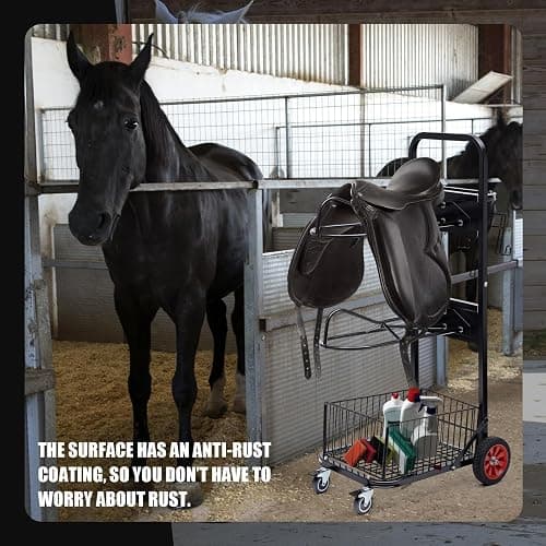 DaisyInner Rolling Saddle Cart with Wheel, Saddle Rack Dolly Heavy Duty Horse Equipment Cart Foldable Horse Tack for Storage Moving Organize Transport Supplies (Upgrade 4 Wheels) thumbnail 5