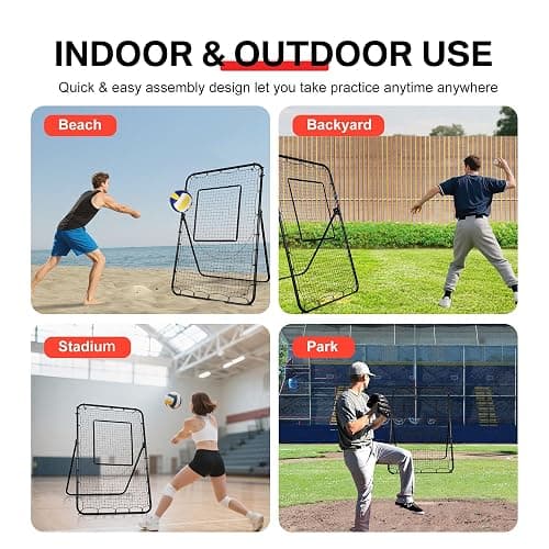 BALWONER 5 Angles Adjustable Pitch Back Baseball Softball Lacrosse Volleyball Soccer Rebound Bounce Back Net with Strike Zone thumbnail 6