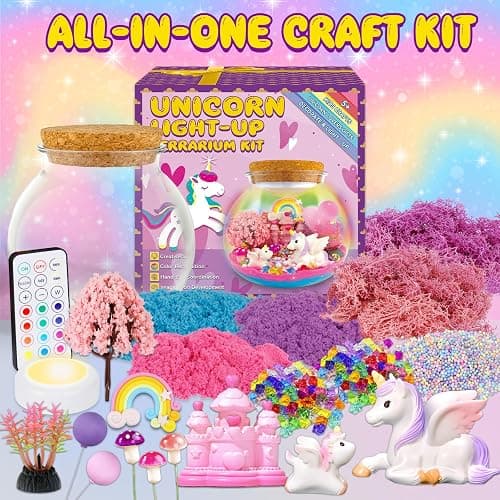 7july Unicorn Terrarium Crafts Kit for Kids-LED Night Light Up & Remote Unicorn Birthday Gifts Toys for Girls Ages5 6 7 8 9 10 Year Old-Christmas Gifts for Girls thumbnail 4