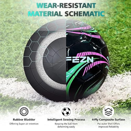 MGZFEZN Youth Soccer Ball Size 4, Kids Outdoor Play Game Training Practice Soccer Ball for Teen Boy Girl Indoor Outdoor with 1 Pump 1 Net Bag and 1 Gift Box thumbnail 2