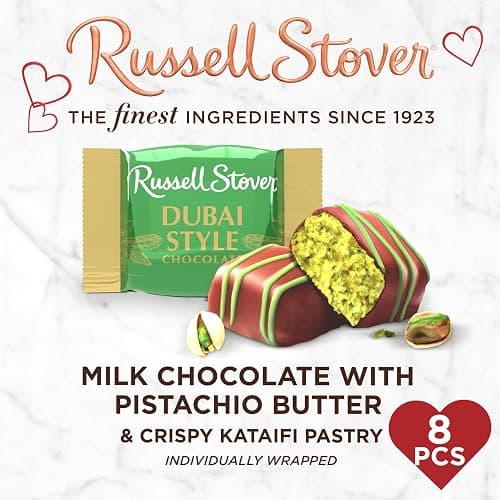 RUSSELL STOVER Valentine's Day Dubai Style Milk Chocolate Candy Pistachio & Kataifi Heart Gift Box, 4.75 oz. thumbnail 4