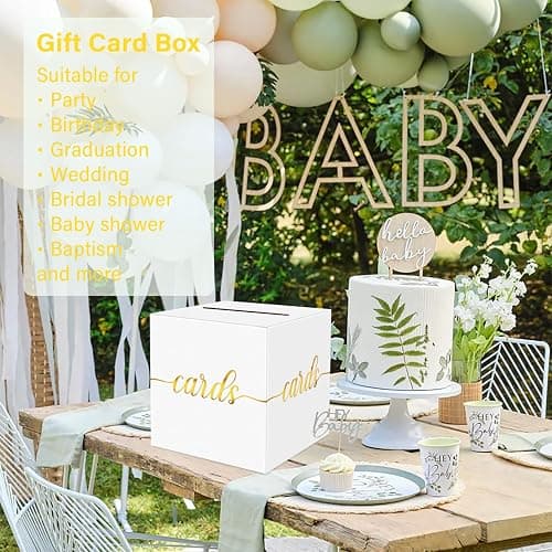 LIKAJON 1 Pack White and Gold Foil Card Box for Party, 8.7" White Gift Card Box for Birthday, Wedding, Baby Shower, Retirement, Anniversary, Bridal Shower, Graduation, Raffle Ticket thumbnail 6