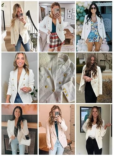Happy Sailed Womens Tweed Blazers Casual Long Sleeve Double Breasted Open Front Blazer Jackets Work Suits thumbnail 5