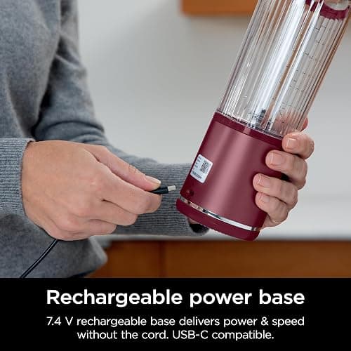 Ninja BC151CR Blast Portable Blender, Cordless, 18oz. Vessel, Personal Blender-for Shakes & Smoothies, BPA Free, Leakproof-Lid & Sip Spout, USB-C Rechargeable, Dishwasher Safe Parts, Cranberry Red thumbnail 10