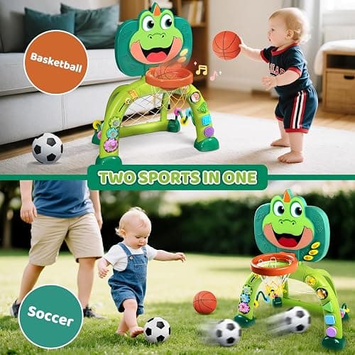 Marstone Baby Boy Toys for 1 2 3 Year Old Gifts: Toddler Basketball Hoop and Soccer Goal Activity Center Toys with Sound and Music for Kids, Girls 1-3, Interactive 1st First Birthday Present thumbnail 5
