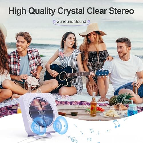 MICOCIOUS Portable CD Player with Bluetooth Desktop CD Player for Home CD Music Players with Remote Control,Timer,Built-in Dual Speakers with LED Display Home Audio Boombox FM Radio (Purple) thumbnail 2