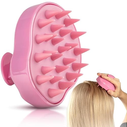 RELAXXO Scalp Massager Hair Growth – Exfoliator & Hair Scrubber for Scalp, Soft Bristles for Dandruff & Soothing Comfort, Shampoo Brush, Wet & Dry Use, Pink thumbnail 7