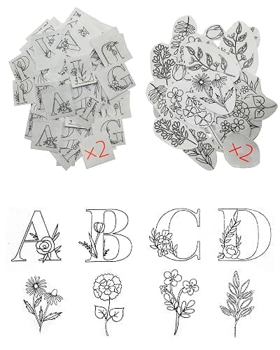 204pcs Water Soluble Hand Sewing Stabilizers,Embroidery Stick and Stitch Embroidery Paper Wash Away Stabilizers,for Embroidery Stabilizers Flower Patterns,for Hand Sewing Lover Beginners.letter&Flower - Image 1