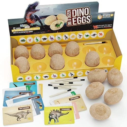 Dan&Darci Dig a Dozen Dino Egg Kit for Kids - Easter Basket Stuffers - Dinosaur Toys Gift 3-12 Year Old - 12 Eggs & Surprise Dinosaurs - Science STEM Activities - Boy Toy Party Gifts for Boys & Girls thumbnail 7