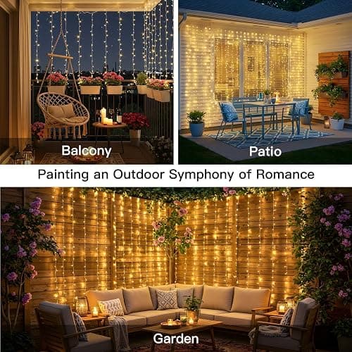 suddus Curtain Lights for Bedroom, 200 Led Hanging String Light Outdoor, Fairy Curtain Lights Indoor for Christmas, Dorm, Wall, Backdrop, Window, Wedding, Party, Birthday Decor, Warm White thumbnail 2