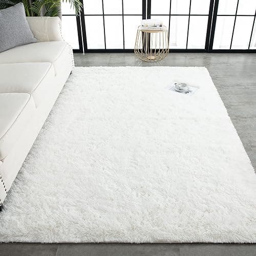 -9-    TWINNIS Super Soft Shaggy Rugs Fluffy Carpets 5x8 Feet, Indoor Modern Plush Area Rugs for Living Room Bedroom Kids Room Nursery Home Decor, Upgrade Anti-Skid Rectangular Fuzzy Rug, Cream White thumbnail 7