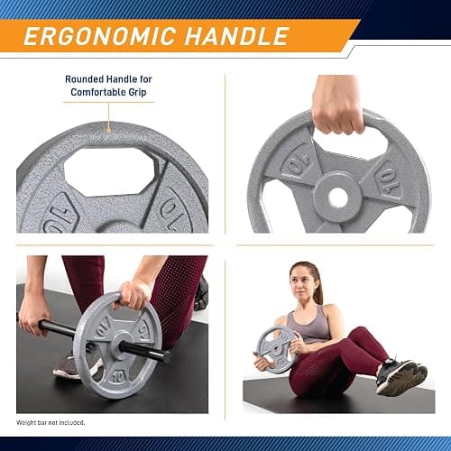 Marcy Classic 1" Cast Iron Standard Grip Plates for Strength Training and Weightlifting thumbnail 4