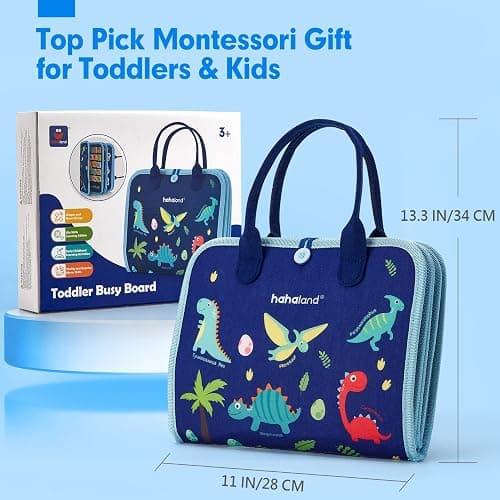 hahaland Busy Board for Toddlers - Montessori Toys Preschool Learning Activities with Life Skills, Alphabet, Number, Shape, Color, Animal, Weather - Toddler Boy Learning Educational Toys, Travel Toys thumbnail 2