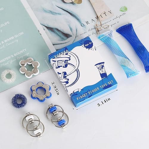 8 Pcs Sensory Fidget Toys Pack Flippy Roller Bike Chain Fidget Spinner Anxiety and Stress Relief Silent Tools Mesh Marble Acupressure Ring for Adults Teens Kids Boys Girls Easter Gifts thumbnail 6