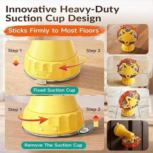 2-in-1 Interactive Cat Toy, Rotating Treat Dispenser with Strong Suction Cup & Teaser Wand, Adjustable Slow Feeder Puzzle Toy for Cats, Boredom Relief & Mental Stimulation Fits Kibble ,Treats (Yellow) thumbnail 4