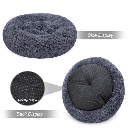 MIXJOY Orthopedic Dog Bed Comfortable Donut Cuddler Round Pet Beds Ultra Soft Washable Dog and Cat Cushion Bed (20''/23''/30'') (30'', Grey-Blue) thumbnail 4