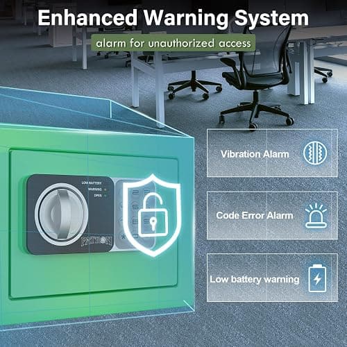 PATRON small safe box with key，mini safe for money，small coin safes for home with code，little jewelry lock box for kids，Wall or Cabinet Safe for personal items，0.236 Cubic Feet Green thumbnail 5