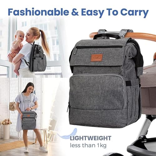 PILLANI Baby Diaper Bag Backpack - Large Bag for Boys & Girls, Waterproof Diaper Backpack - Baby Shower Gifts & Registry Must Haves - Travel Diaper Bags w/ Changing Pad - Stuff for Newborn Essentials thumbnail 5
