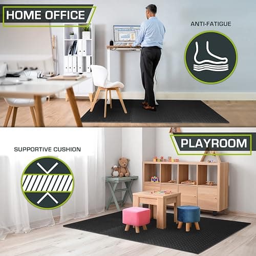 ProsourceFit Exercise Puzzle Mat ½-inch, EVA Interlocking Foam Floor Tiles for Home Gym, Workout Equipment, Kids Play Areas, Black, 144 SQ FT - 36 Tiles thumbnail 4