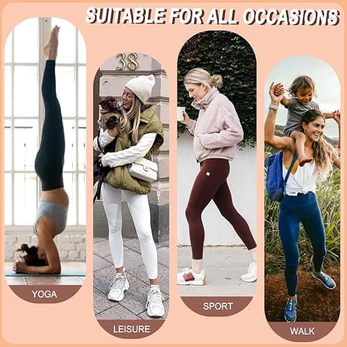DHSO 3 Pack Leggings for Women, High Waist Tummy Control Yoga Pants Non See-Through Workout Running Tights thumbnail 3