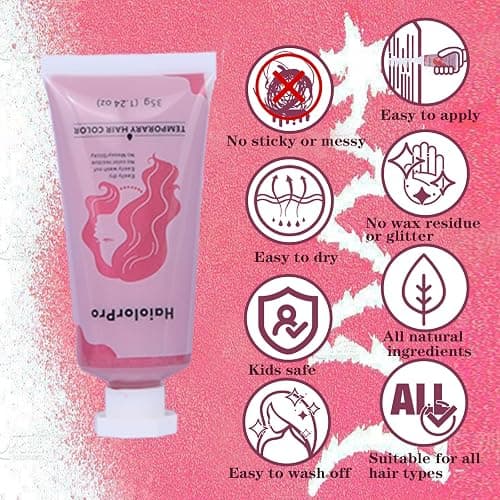 HaiolorPro Hair Chalk for Kids Washable, Temporary Hair Colour Wax Kit for Girls, Temporary Hair Dye for Dark Hair，6 PCS Temporary Hair Color Spray for Kids Girls Gifts 6 7 8 9 10 11 12 13 Years Old thumbnail 7