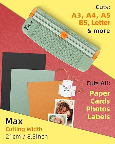 Firbon Morandi A5 Paper Cutter, Straight Small Paper Trimmer with Side Ruler for Scrapbooking Craft, Paper, Coupon, Label, Cardstock thumbnail 5