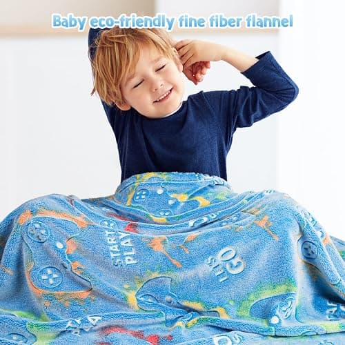 Glow in The Dark Blanket Gaming Gamer Gifts Toys for Kids Boys Game Controller Gamepad Throw for Teen Girls Toddlers Teenage Son Boyfriend Boy Gifts Adults Birthday Christmas Valentines 50"x60" thumbnail 5
