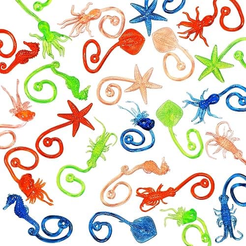 24PCS Ocean Animal Sticky Hand Toys - Stretchy Rubber Party Favors for Kids, Classroom Prizes, Goodie Bag Stuffers thumbnail 3