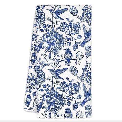 CIOJUNE Blue and White Chinoiserie Floral Bird Tea Hand Dish Towels for Kitchen Bathroom, Chinoiserie Decor, Blue Tea Hand Dish Kitchen Towels, 16x24 - China1