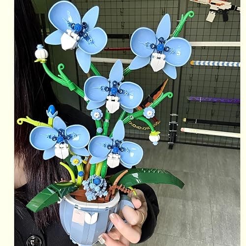 Blue Orchid Flower Building Blocks Set, Coffee Cup Artificial Flower Plant Toys Building Kit, Botanical Collection Model for Home Décor, Great Gift for Birthday and Anniversary for Her and Him(3004) thumbnail 7