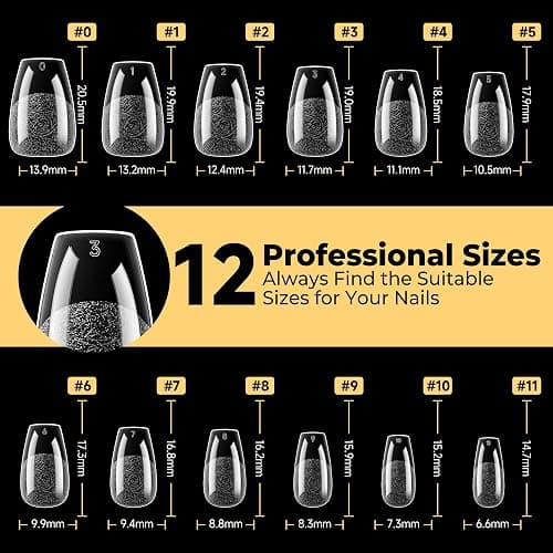 UNA GELLA Short Coffin Nail Tips 600Pcs, Short Coffin Gel Nails Tips Pre Etched 12 Sizes Soft Gel Fake Nails Tips Pre-file Full Cover for Nail Extension Home DIY Salon with Box thumbnail 7