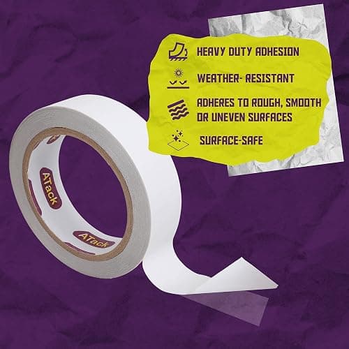 ATack Clear Double-Sided Tape, Easy Tear by Hand, 2 Inches x 30 Yards, Wall Safe Heavy Duty Double Sides Self Sticky Wall Fabric Tape for Wood Templates, Furniture, Leather, Curtains and Craft thumbnail 3