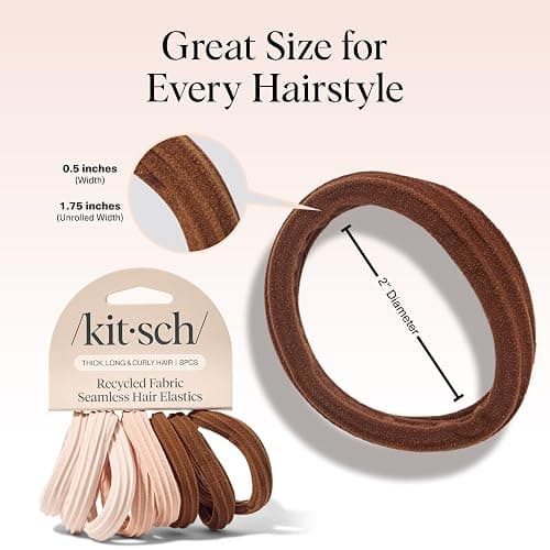 Kitsch Hair Ties No Damage - Strong, Stretchy Hair Bands | Soft Nylon Ponytail Holders, Snag-Free Rubber Bands, Perfect for Updos & Braids | Ideal Gifts for Women - Rosewood, 8pcs thumbnail 5