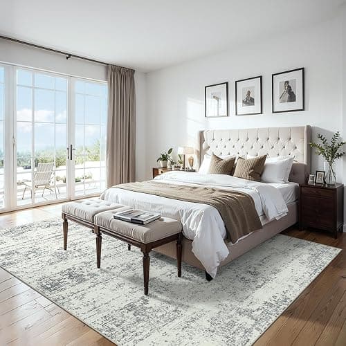 8x10 Area Rugs for Living Room - Washable Rug Modern Abstract Soft Large Neutral Non-Slip Carpet Indoor Floor Stain Resistant Thin Carpets for Bedroom Dining Room Farmhouse Nursery Home Office Grey thumbnail 3