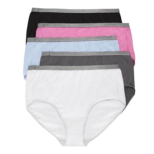 Hanes womens Just My Size Brief Underwear, Cotton Stretch Brief Panties, Plus Sizes, 5-pack - Image 1
